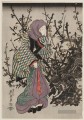 Frau durch Pflaumenbaum in der Nacht 1847 Keisai Eisen Japanisch